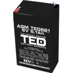 Acumulator 6V Stationar VRLA, Dimensiuni 70 x 48 x 101 mm, Baterie 6V 6.1Ah, TED Electric TED002938