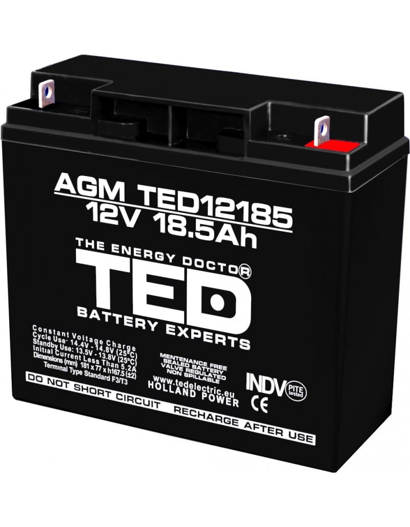 acumulator-agm-vrla-12v-185a-f3-ted-battery-expert-2_11792_1_1656675633 Acumulator 12V Stationar VRLA, Dimensiuni 181 x 76 x 167 mm, Baterie 12V 18.5Ah F3, TED Electric TED002778 - imagine 1