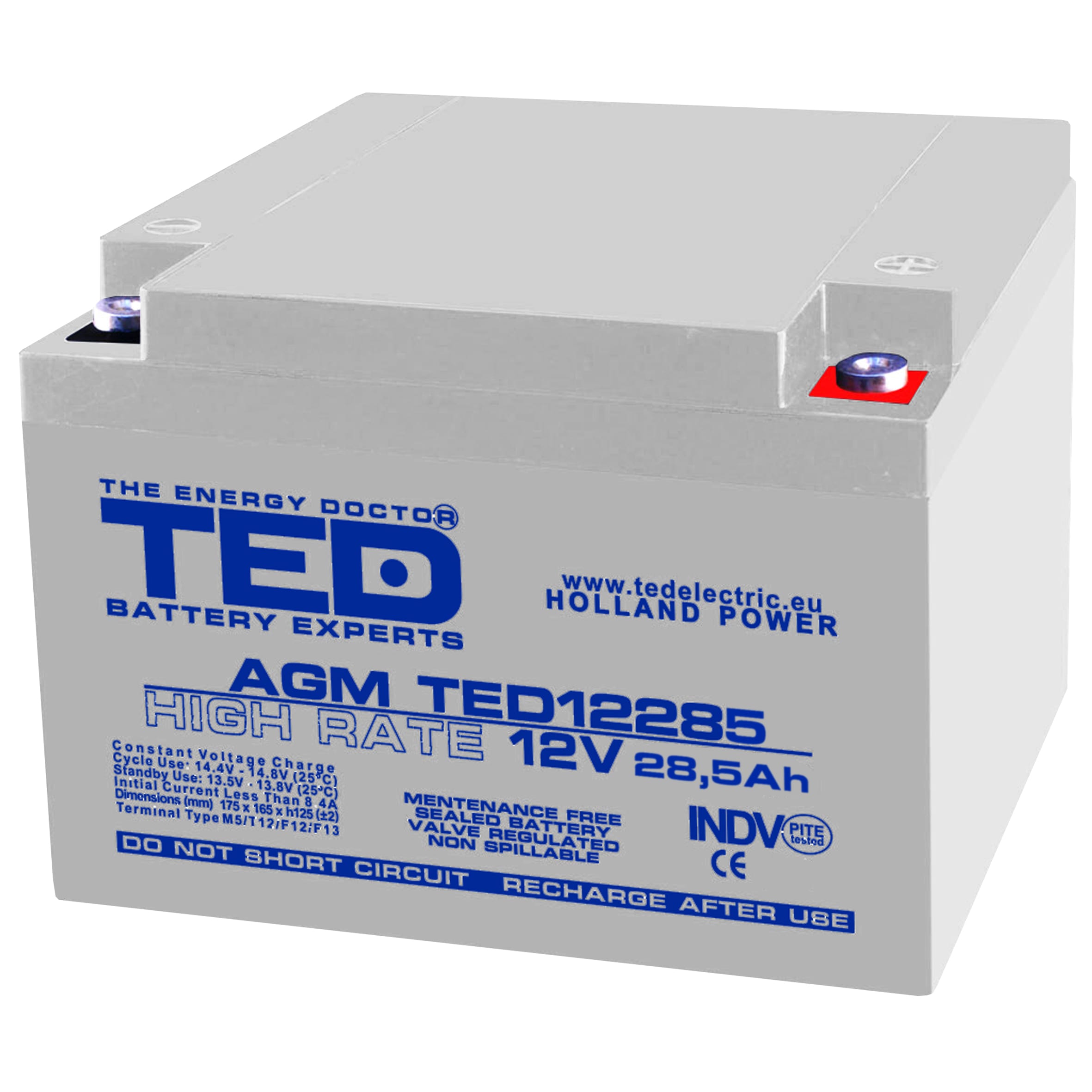 acumulator-agm-vrla-12v-285a-high-rate-165mm-x-175mm-x-h-126mm-mm-m5-ted-battery-expert-holland_11780_1_1656675628 Acumulator 12V High Rate, Dimensiuni 165 x 175 x 125 mm, Baterie 12V 28.5Ah M5, TED Electric TED003447 - imagine 1