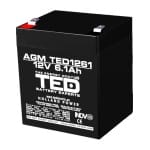 Acumulator 12V Stationar VRLA, Dimensiuni 90 x 70 x 98 mm, Baterie 12V 6.1Ah F2, TED Electric TED003171