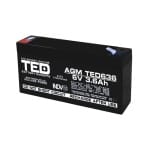 Acumulator 6V Stationar VRLA, Dimensiuni 133 x 34 x 59 mm, Baterie 6V 3.6Ah F1, TED Electric TED002891