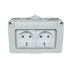 Priza dubla PT schuko antigron cu capac MOD IP55 SPN1302