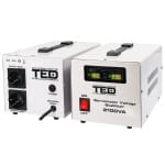 Stabilizator tensiune monofazat 1.2KW 1200W cu ServoMotor si 2 iesiri Schuko + ecran LCD cu valorile tensiunii, TED Electric TED000132 - imagine 2