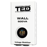 Stabilizator tensiune 300W 230V cu 2 iesiri Schuko si sinusoidala pura + ecran LCD si cleme prindere in perete, TED Electric TED002174