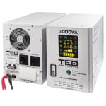 UPS Pentru Centrala, Sursa Curent Centrala 3000VA 2100W cu Ecran LCD si Sinusoidala Pura, Utilizeaza 2x Baterie 12V, Ted Electric TED001672 - imagine 2