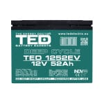 Acumulator AGM VRLA 12V 52Ah Deep Cycle Dimensiuni 224 x 120 x 175 mm Pentru Vehicule Electrice M6 - TED008299 (2) - imagine 2