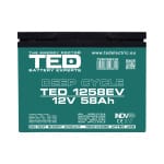 Acumulator AGM VRLA 12V 58Ah Deep Cycle Dimensiuni 224 x 135 x 175 mm Pentru Vehicule Electrice M6 - TED008312 (2) - imagine 2